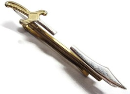 3" Hickok Gold Tone & Silver Tone Long Sword Vintage Neck Tie Clip - $24.73