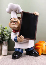 French Bistro Head Chef Jean With Hat And Red Necktie Holding Black Board Statue - £27.96 GBP