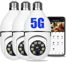 E27 Light Bulb Camera, 2.4Ghz &amp; 5G Wifi Wireless Security Camera, 1080P ... - £67.21 GBP