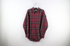 Vintage 90s Gap Mens Large Faded Collared Flannel Button Down Shirt Red Plaid - £35.57 GBP