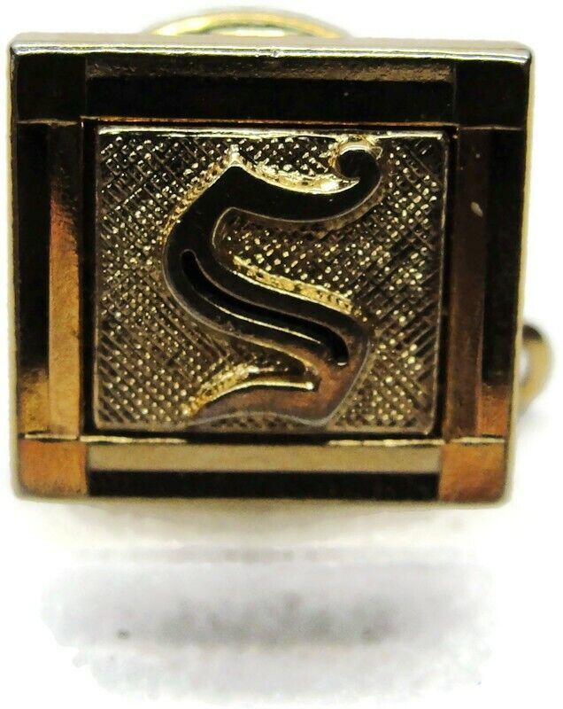 Primary image for Swank Tie Tack Gold Tone Monogrammed "S" Tux Shirt Dress Suit Vintage