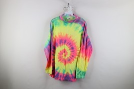 Vintage 90s Streetwear Womens OSFA Rainbow Tie Dye Swirl Turtleneck T-Sh... - $34.60