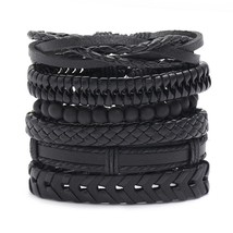 New Fashion Luxury Braided Wrap Leather Bracelets for Men Punk Vintage Charm Bea - £13.26 GBP