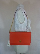 NEW Tory Burch Poppy Orangey Red Leather Kira Chain Shoulder Bag/Clutch $398 - £234.33 GBP