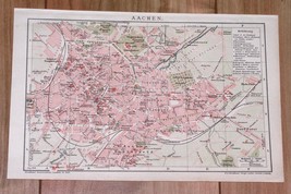 1900 Original Antique City Map Of Aachen With Street Index / Germany - £18.79 GBP