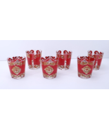 Culver Starlyte Set of 6 MCM Bar Old Fashioned Glasses Red &amp; 22k Gold - $75.19