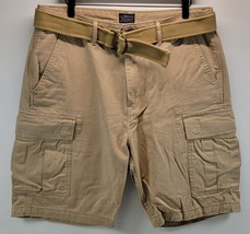 D) Levi&#39;s Men Cotton Cargo Shorts with Belt Relaxed Fit Size 34 Tan - $19.79