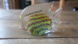 Vintage Glass Angel Fish Paperweight 4.75 x 2.75 inches - £12.43 GBP