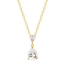 18K Gold Plated Double Pear CZ Drop Pendant Necklace - $37.49