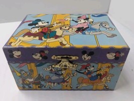 Vintage Mickey Mouse Disney Wind Up Jewelry Box Plays Mickey Mouse March... - $32.62