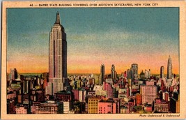 VTG Postcard, Empire State Bldg. Towering over Midtown Skyscrapers, NYC,... - $6.79