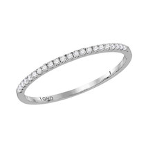 14kt White Gold Womens Round Diamond Slender Stackable Band Ring 1/8 Cttw - £173.04 GBP