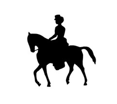 Sidesaddle Horse and Rider Equine Decal Black Silhouette Profile Sticker on a Cl - £3.19 GBP