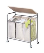 3 Section Wheeled Laundry Sorter Cart with Lift Top Folding Ironing Board - €141,41 EUR