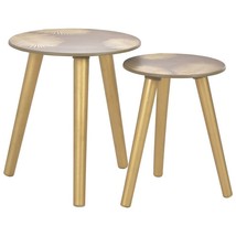 vidaXL Nesting Side Tables 2 pcs Gold 15.7&quot;x17.7&quot;/11.8&quot;x15.7&quot; MDF - £57.14 GBP