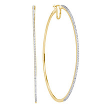 10k Yellow Gold Womens Diamond Large Hoop Fashion Earrings 1/2 Cttw - $699.00