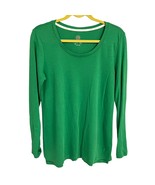 Isaac Mizrahi Live Essentials Womens Long Sleeve Green Top Cotton Small - $23.68 CAD