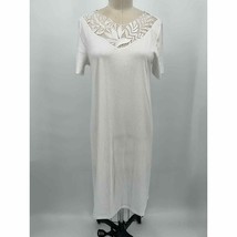 NWD Hanro Short Sleeve Sleep Shirt Dress Sz S (6/8) White Lace Trim Supima - £31.43 GBP