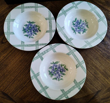 (3) Pfaltzgraff GARDEN PARTY 9&quot; Violets and Trellis Rimmed Soup/Salad Bo... - $14.25