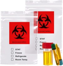 100 Biohazard 3 Wall Specimen Bags 8 x 10 Zipper Clear Bags Thickness 2 mil - $26.63
