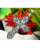 Cross Pendant Mexican Mexico Sterling Silver Overlay 925 Signed CII - £28.02 GBP