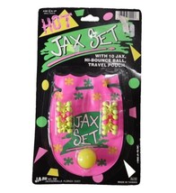 JA-RU Inc Hot Jax Set 10 Jax &amp; 1 Ball w/ Travel Pouch Vintage 1990 NOS Neon Rare - £12.66 GBP