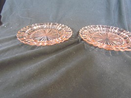 Antique Set of 2 Anchor Hocking Queen Mary Pink Depression Glass Plate 6 1/2&quot; Sc - $28.49