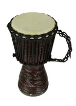 Zeckos Hand Carved Wood Djembe Hand Drum 16 Inch Tall, Black - £56.39 GBP