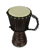 Zeckos Hand Carved Wood Djembe Hand Drum 16 Inch Tall, Black - £56.51 GBP