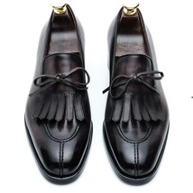 2021 New Men Fashion Business Casual Dress Shoes Classic Black PU Tassel Bow Sti - £61.48 GBP