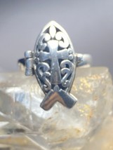 Poison ring  cross fish band sterling silver women size 7.50 - £53.34 GBP