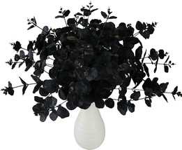 Greentime 2 Pack Black Fake Flowers Artificial Eucalyptus Stems Bouquet With 20 - £28.76 GBP