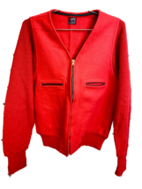 Rockabilly Cool! Vintage 50s Red Boiled Wool Jacket M Talon Zip, Deadsto... - £221.18 GBP
