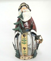 Metal and Glass Primitive Figural Santa Votive Candle Holder 10.5&quot; Tall Kohls - £10.67 GBP