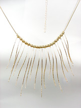 CHIC & UNIQUE Urban Artisanal Thin Gold Metal Eyelash Fringe Drape Necklace - $15.99