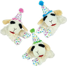 Multipet Lamb Chop with Birthday Hat Dog Toy  11&quot; Blue, Pnk, Green - $13.99