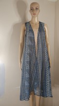 Band of Gypsies Long Sheer Open Duster Kimono Blue Womens Size Small - £23.52 GBP