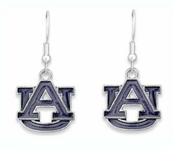 40032 Auburn Silver Tone Fishhook Earrings with an Iridescent Team Charm - $19.79