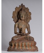 Antigüedad Indonesio Estilo Bronce Javanés Amithaba Buda Estatua - 43cm/... - $1,998.72