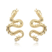 2021 New  Brand Gold Silver Color Big Dragon Earrings For Women Female Statement - £6.58 GBP