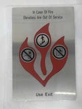 Stainless Steel Clearance In Case of Fire Elevator Signage 6&quot; x 9&quot;  - £7.40 GBP