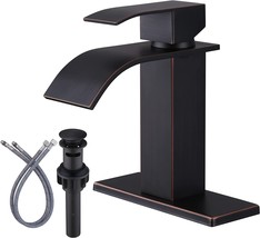Arcora Oil Rubbed Bronze Bathroom Faucet Waterfall Spout Faucet For, 1 Or 3 Hole - £68.79 GBP