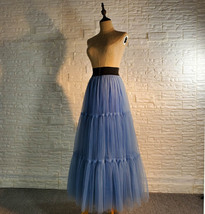BLACK Tiered Tulle Maxi Skirt Outfit Women Plus Size Long Party Prom Tutu Skirt image 6