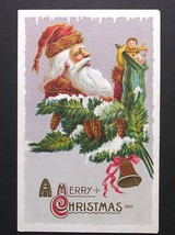 Santa w/ Toys Stocking Christmas Embossed Samson Bros Antique Postcard c... - £11.79 GBP