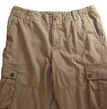 VTG Y2K Ralph Lauren Drawstring Cropped Cargo Pants Size 14 Utility Snap Pockets - $27.99