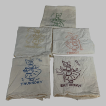 Vintage Day of The Week Embroidered Kitchen Tea Towels Large Woman Chore... - $46.74