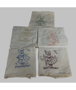 Vintage Day of The Week Embroidered Kitchen Tea Towels Large Woman Chore... - £36.75 GBP