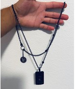 Sterling Silver .925 Blackened Large Dog Tag Men Necklace Cantamessa New... - $315.89 CAD