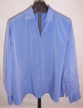Lands&#39; End Blue Button Down Polyester Blouse Shirt Plus Size 30W - £15.68 GBP