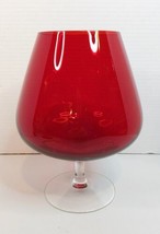 Large Cranberry Ruby Red And Clear Brandy Cognac Liquour Snifter Barware... - $28.04